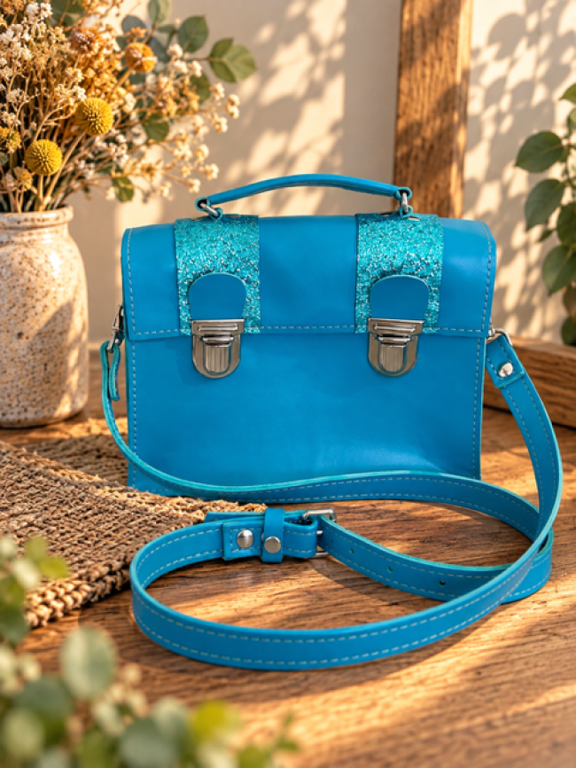 Mini cartable bleu lagon